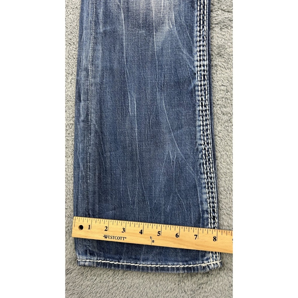Rock Revival Jeans Womens 27x30 Kai Boot Thick Stitch Sequin Studs Perfect Fade - Picture 7 of 15